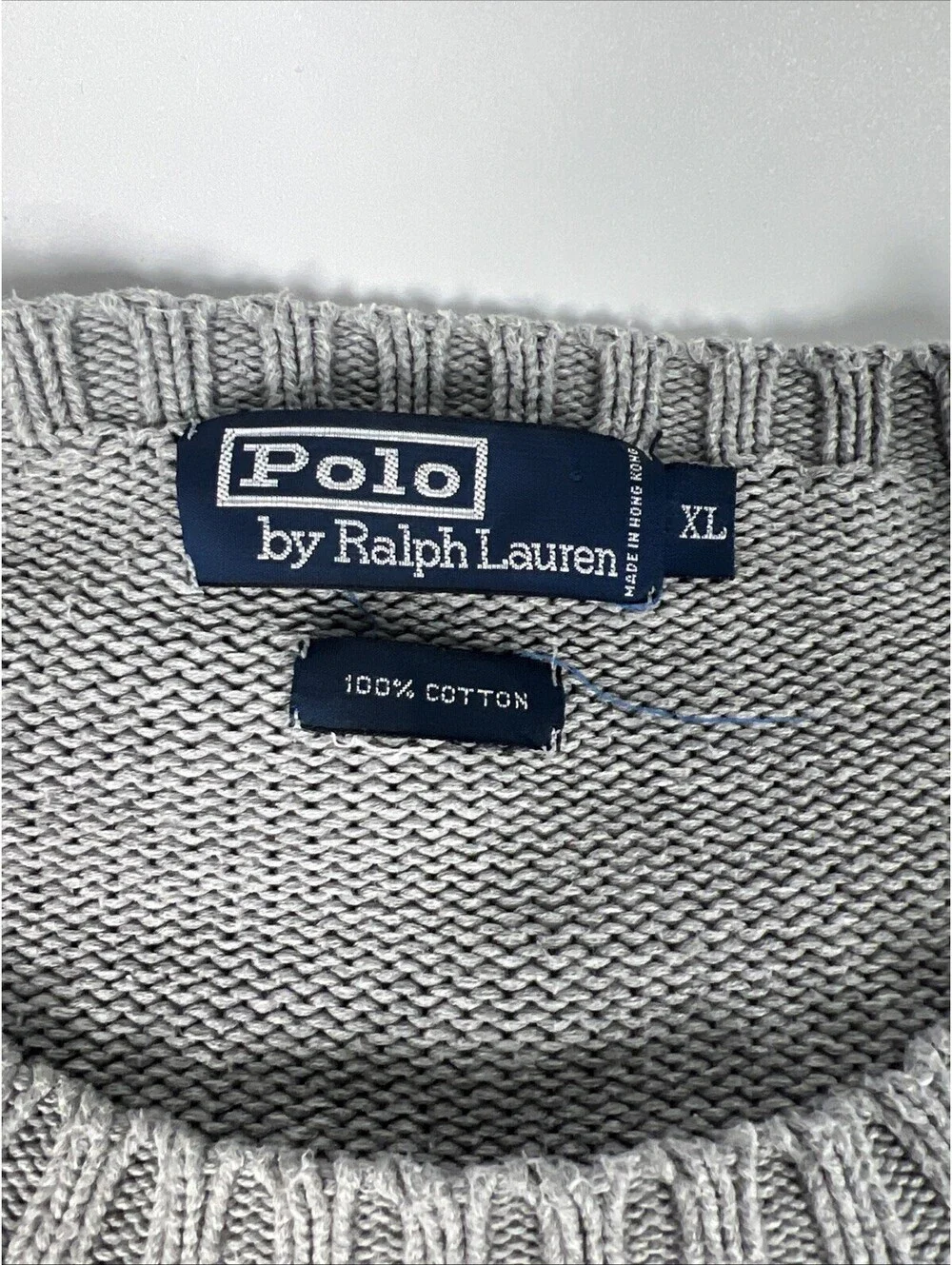 Polo Ralph Lauren Cotton Gray Knit Crewneck Sweater Brown Pony XLarge